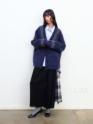 [NeverSeez] Two-Tone Jacquard Knit Cardigan