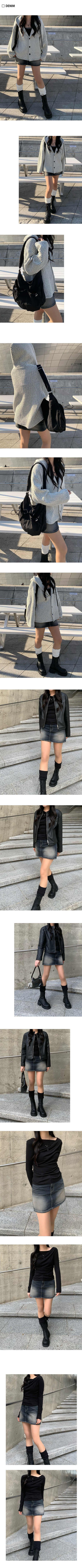 Washed denim mini skirt