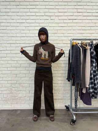 [NeverSeez] Pony Pattern Crew Neck Sweater