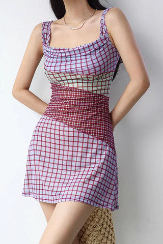 style mesh stitch slim fit dress