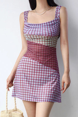 style mesh stitch slim fit dress