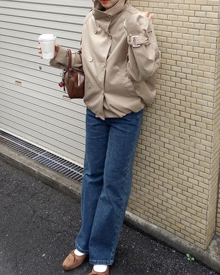 Elastic waist denim pants