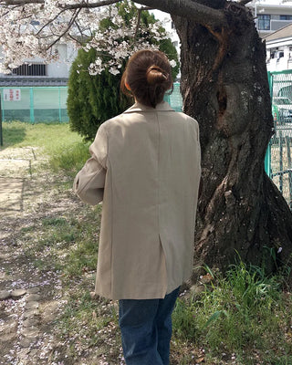 Oversized button-down single jacket