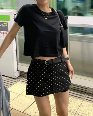 Polka dot mini skirt pants