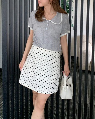 Mini skirt with polka dot inner shorts