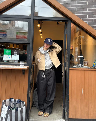 Brown stitch denim pants