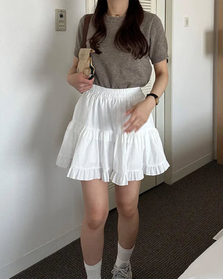 Elastic waist cantilever mini skirt