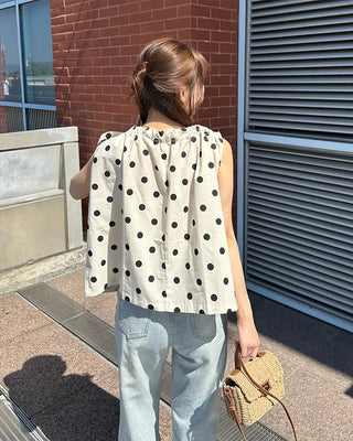 Halter neck polka dot blouse