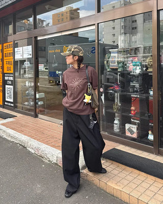 Striped wide slacks