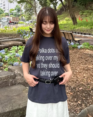 Dot lettering print short-sleeved T-shirt