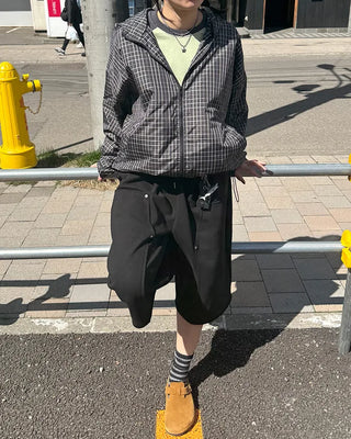 (UNISEX) Checkered Zip Hoodie