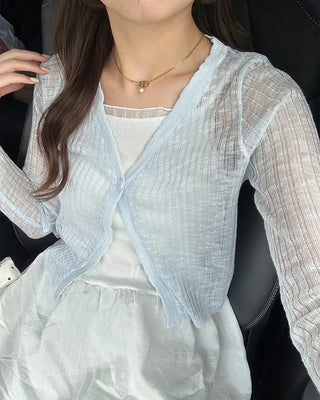 V-neck sheer cardigan