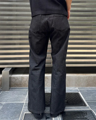Button-fly wide-leg denim pants