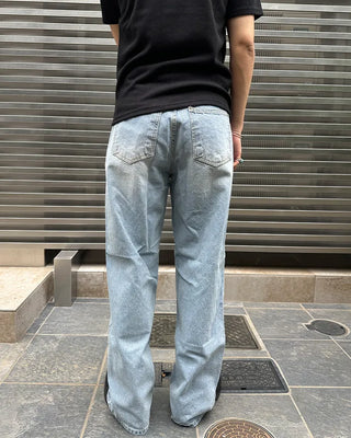 Washed wide-leg denim