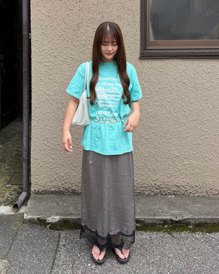 Lace satin maxi skirt