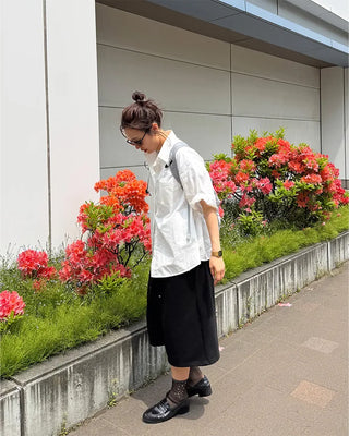 (UNISEX) Snap Bermuda Easy Pants