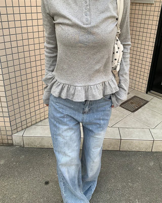 Cubic Wide Denim Pants