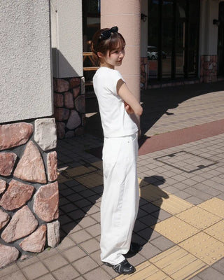 High-waisted balloon cotton pants