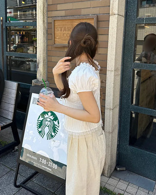Lace Ribbon Half Blouse