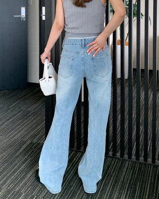 Wide-leg denim with lace-up waist