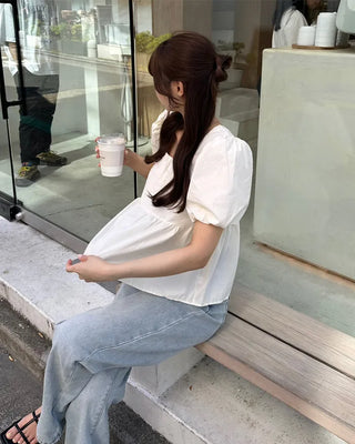 Square neck shirred blouse