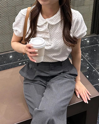 Dot Shirring Short-Sleeve T-Shirt