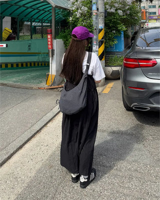 Frilled Shirring Long Dress