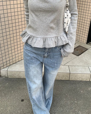 Cubic Wide Denim Pants