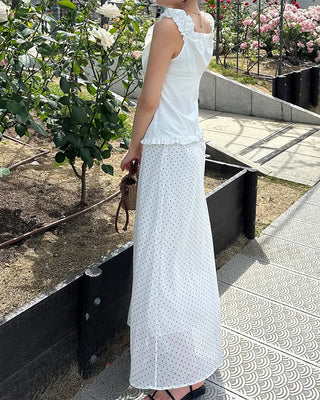 Polka Dot Chiffon Long Skirt