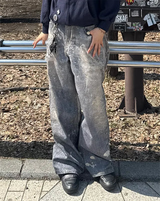 (Unisex) Paint Wash Wide Denim