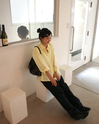 Basic long-sleeved cotton shirt