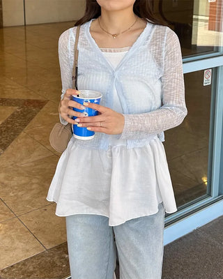 V-neck sheer cardigan