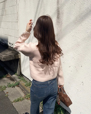 Two-tone knit cardigan
