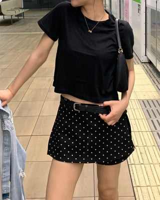 Polka dot mini skirt pants