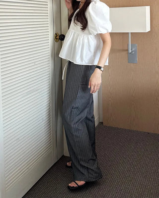 Layered pinstripe slacks