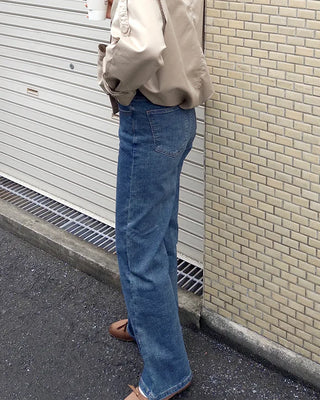 Elastic waist denim pants