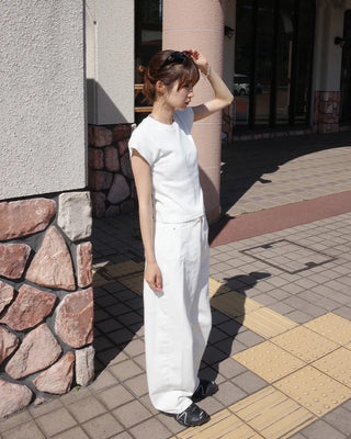 High-waisted balloon cotton pants