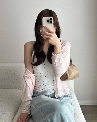 Dot lace point camisole