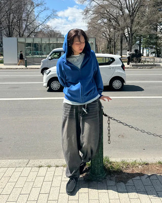 Oversized washed zip hoodie
