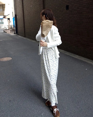 Flower Waist String Long Skirt