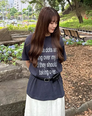 Dot lettering print short-sleeved T-shirt