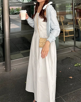 Ribbon flared long skirt