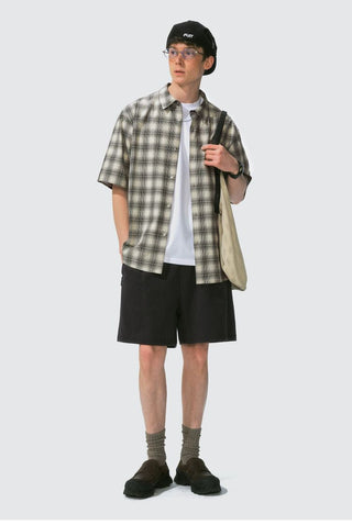 [Monterest] Seersucker Check Logo Embroidered Shirt
