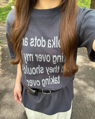 Dot lettering print short-sleeved T-shirt