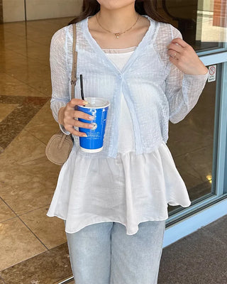 V-neck sheer cardigan