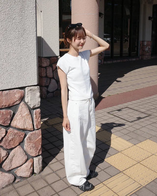 High-waisted balloon cotton pants