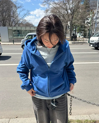 Oversized washed zip hoodie