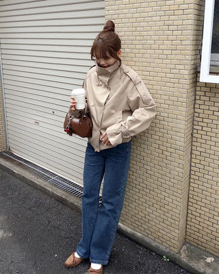 Elastic waist denim pants