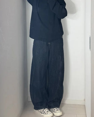 (UNISEX) Buckle Balloon Denim Pants