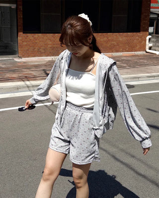 2-way Flower Zip Hoodie